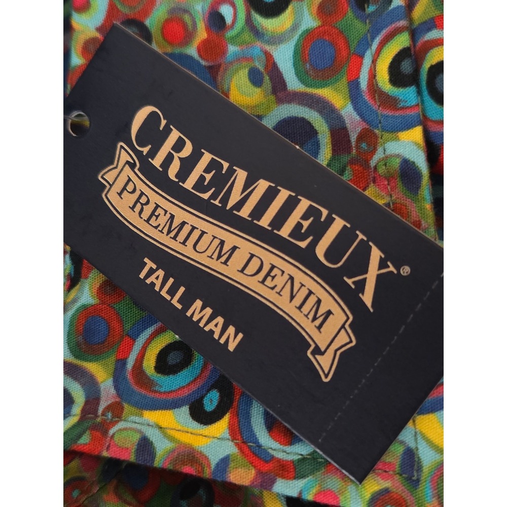 NWT Cremieux Premium Denim Mens 4XT Shirt Multi Color Circles Stretch Flip Cuff - Picture 8 of 8
